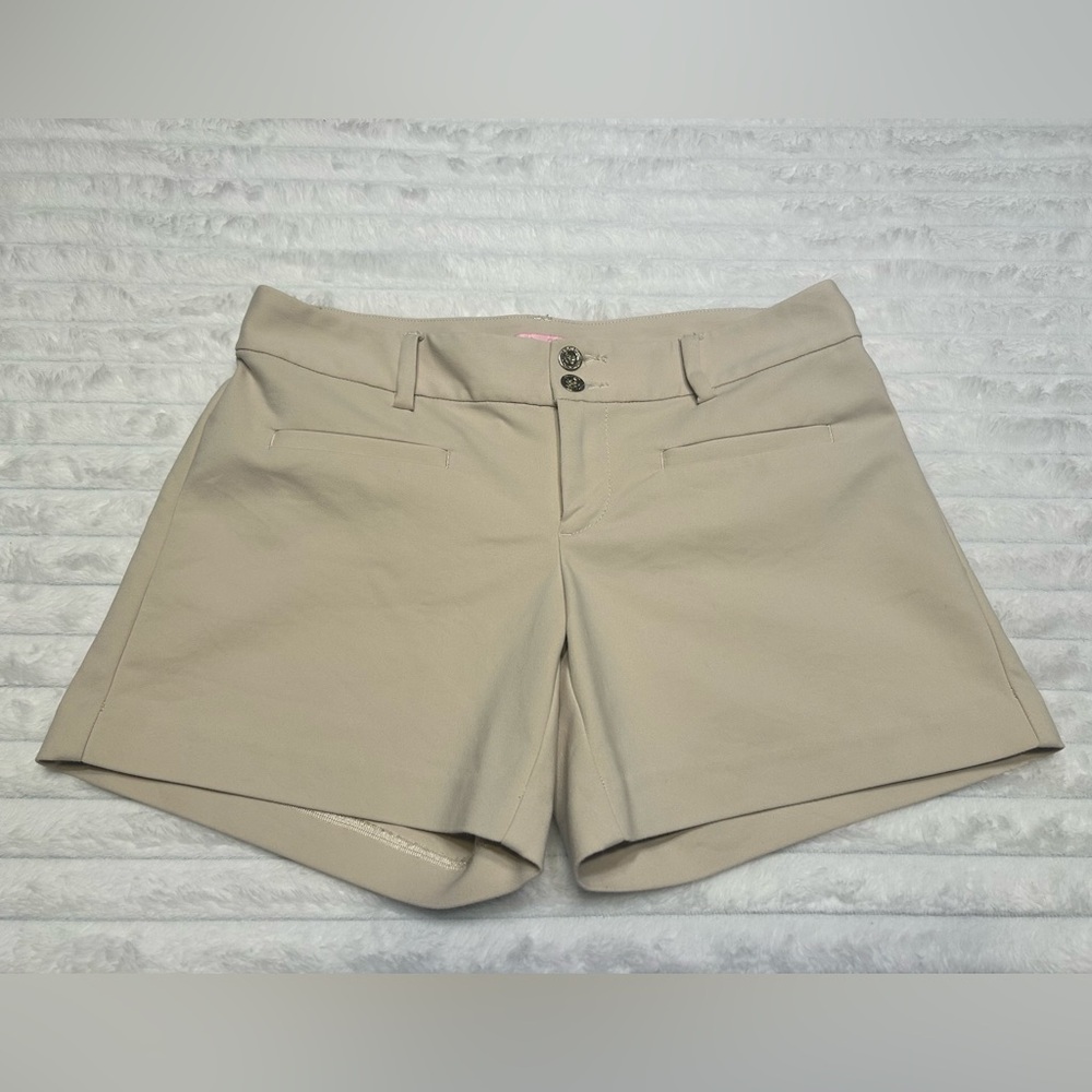 Lilly Pulitzer Tan Bermuda Shorts Tailored Mid-Rise